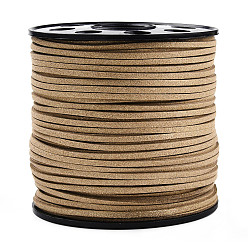 Color Canela Cordón de gamuza sintética ecológico, encaje de imitación de gamuza, con polvo del brillo, bronceado, 2.7x1.4 mm, aproximadamente 100 yardas / rollo (300 pies / rollo)