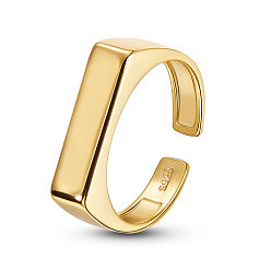 Golden SHEGRACE 925 Sterling Silver Cuff Rings, Open Rings, with 925 Stamp, Real 18K Gold Plated, Size 7, 17mm