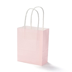 Misty Rose Rectangle Paper Bags, with Handles, for Gift Bags and Shopping Bags, Misty Rose, 15x12x5.9cm, Fold: 15x12x0.2cm