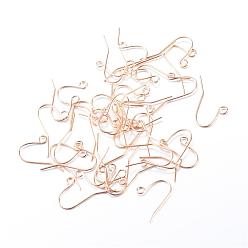 Light Gold Iron Earring Hooks, Ear Wire, with Horizontal Loop, Light Gold, 19x16mm, Hole: 2mm, 22 Gauge, Pin: 0.6mm
