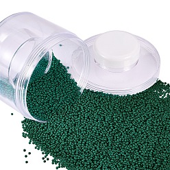 Sea Green PandaHall Elite 12/0 Grade A Glass Seed Beads, Baking Varnish, Opaque Colours, Round, Sea Green, 2x1.5mm, Hole: 0.3mm, about 150g/box, about 10000pcs/box