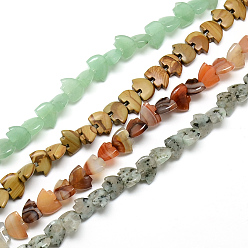 Mixed Stone Natural & Synthetic Mixed Gemstone Beads Strands, Polar Bear, 9.5~11x13.5~15x4.5~5mm, Hole: 1mm, about 39~41pcs/strand, 14.9 inch