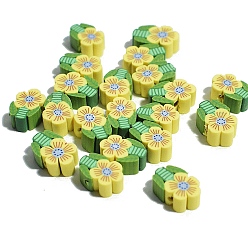 Yellow Polymer Clay Beads, Flower, Yellow, 10mm