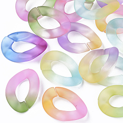 Mixed Color Spray Painted Two Tone Transparent Acrylic Linking Rings, Quick Link Connectors, for Curb Chains Making, Twist, Mixed Color, 30x21x6mm, Inner Diameter: 16x8mm