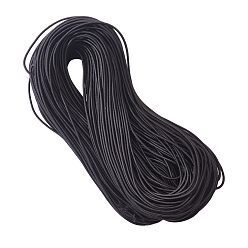 Noir Cordon élastique rond, avec extérieur en polyester et intérieur en caoutchouc pour la fabrication de perles de bracelet de collier, noir, 2mm, environ 87.48~98.42 yards (80~90m)/paquet