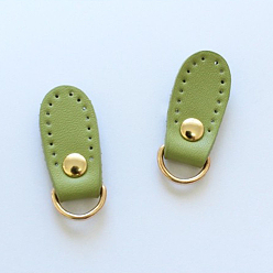 Yellow Green Cattlehide Zipper Heads, Leather Zipper Pullers, for Boot, Jacket, Luggage Bags, Handbags, Purse, Jacket Repairing, Yellow Green, 3.4x1.3cm