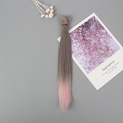 Gris Peluca de muñeca de peinado largo y recto de fibra de alta temperatura, para diy girl bjd makings accesorios, gris, 25~30 cm