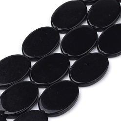 Black Stone Synthetic Black Stone Beads Strands, Flat Oval, 33x23x5mm, Hole: 1.5mm, 12pcs/strand, 15.7 inch