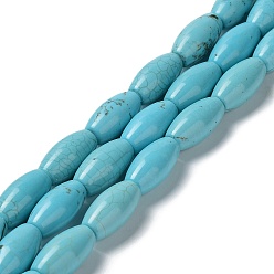 Howlite Natural Howlite Beads Strands, Dyed, Rice, 20x10~10.5mm, Hole: 1.2mm, about 20pcs/strand, 15.63''(39.7cm)