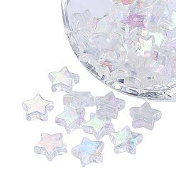 Clair AB Perles acryliques transparentes écologiques, étoiles, couleur ab , clair ab, 10x4mm, Trou: 1.5mm, environ 100 pcs / sachet 