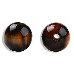 Or Perles en résine, pierre d'imitation, ronde, or, 12mm, Trou: 1.6~1.8mm