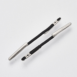 Negro Cordón elástico de púas, con fornituras de acero inoxidable, para fijar el anillo de dedo, negro, 44~46x1 mm