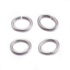 Stainless Steel Color 304 Stainless Steel Jump Rings, Open Jump Rings, Oval, Stainless Steel Color, 22 Gauge, 4.5x3.5x0.6mm, Inner Diameter: 3x2mm