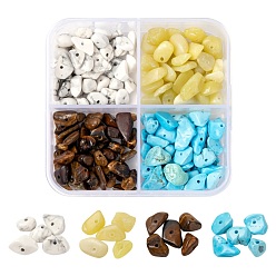 Mixed Stone 60G 4 Style Natural & Synthetic Mixed Gemstone Beads, Chip, 2~11x3~9.5x2~10mm, Hole: 1mm, 15g/style