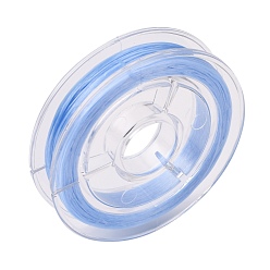 Azul Claro Hilo elástico con cuentas elásticas fuertes, cuerda de cristal elástica plana, azul claro, 0.8 mm, aproximadamente 10.93 yardas (10 m) / rollo