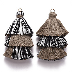 Camel Cotton Tassel Big Pendant Decorations, with Light Gold Plated Iron Jump Rings, Camel, 70~75x22~30x22~30mm, Hole: 4.5mm