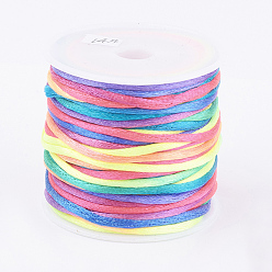 Colorful Nylon Cord, Satin Rattail Cord, for Beading Jewelry Making, Chinese Knotting, Colorful, 2mm, about 10.93 yards(10m)/roll