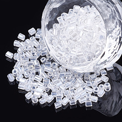 Clear Two Cut Glass Seed Beads, Transparent Colours Lustered, Round Hole, Hexagon, Clear, 2~2.5x2.5mm, Hole: 1mm, about 450g/bag