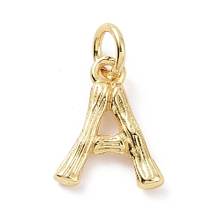 Letter A Brass Pendants, with Jump Ring, Golden, Letter Charm, Letter A, 12x10x2mm, Hole: 3mm