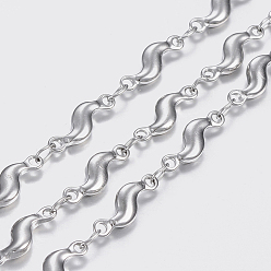 Stainless Steel Color 304 Stainless Steel Chains, Twist Link Chains, Soldered, Stainless Steel Color, 11x3.5x2mm