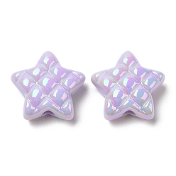 Lilac Opaque Acrylic Beads, AB Color Plated, Star, Lilac, 19.5x19.5x9mm, Hole: 3.5mm