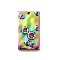 Rainbow Color Ion Plating(IP) 304 Stainless Steel Pendant Rhinestone Settings, Rectangle, Rainbow Color, Fit For 1.2~2mm Rhinestone, 19.5x11x2.5mm, Hole: 1mm