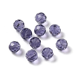 Pourpre Moyen Verre imitation perles de cristal autrichien, facette, ronde, support violet, 8mm, Trou: 1mm