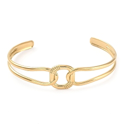 Oro 304 brazalete de acero inoxidable con forma de rectángulo hueco para mujer, dorado, diámetro interior: 2-5/8 pulgada (6.6 cm)