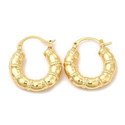 Real 18K Gold Plated Rack Plating Brass Donut Hoop Earrings for Women, Lead Free & Cadmium Free, Real 18K Gold Plated, 27x24.5x6mm, Pin: 0.8mm