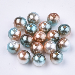 Camel Rainbow ABS Plastic Imitation Pearl Beads, Gradient Mermaid Pearl Beads, Round, Camel, 5.5~6x5~5.5mm, Hole: 1.5mm, about 5000pcs/500g