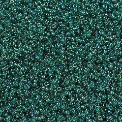 (RR295) Esmeralda transparente AB Cuentas de rocailles redondas miyuki, granos de la semilla japonés, 11/0, (rr 295) esmeralda transparente ab, 2x1.3 mm, Agujero: 0.8 mm, sobre 5500 unidades / 50 g