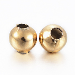 Golden 304 Stainless Steel Beads, Round, Golden, 5x4.5mm, Hole: 2mm
