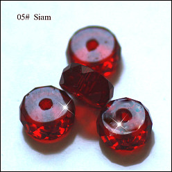 Dark Red Imitation Austrian Crystal Beads, Grade AAA, Faceted, Flat Round, Dark Red, 10x5.5mm, Hole: 0.9~1mm