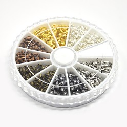Mixed Color 1Box 6 Colors Brass Wire Guardian Wire Protector, Mixed Color, 5x4x1mm, Hole: 0.5mm, about 540pcs/box