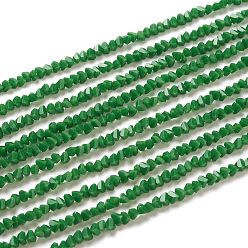 Темно-Зеленый Стеклянные бусины, искусственное нефритовое стекло, граненые, многоугольник, темно-зеленый, 2.5x2.5x2.5 мм, Отверстие : 0.7 мм, около 150 шт / нитка, 13.39'' (34 см)