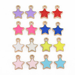 Mixed Color Alloy Enamel Charms, Light Gold, Star, Mixed Color, 12x10x2mm, Hole: 1.6mm