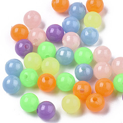 Mixed Color Luminous Acrylic Beads, Glow in the Dark, Round, Mixed Color, 6mm, Hole: 1.6mm, about 4600pcs/500g