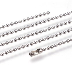 Stainless Steel Color 304 Stainless Steel Ball Chain Necklaces, Stainless Steel Color, 23.6 inch(60cm), 1.5mm