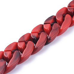 Dark Red Handmade Acrylic Curb Chains/Twisted Chains, Imitation Gemstone, Dark Red, 23.5x17x5mm, about 39.37 inch(1m)/strand