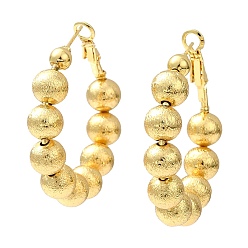 Real 18K Gold Plated Rack Plating Brass Round Beaded Hoop Earrings, Lead Free & Cadmium Free, Long-Lasting Plated, Real 18K Gold Plated, 39x40x8mm