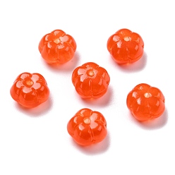 Rouge Orange Perles de verre transparentes thème automne, citrouille, rouge-orange, 9.5~10x6mm, Trou: 1.2mm