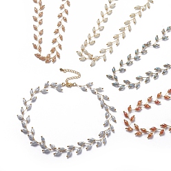 Couleur Mélangete Colliers en perles de verre ovales à facettes galvanisées, avec goupilles en laiton, rallonge de chaîne et fermoirs à pince de homard, or, couleur mixte, 12.4 pouce (31.5 cm)