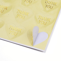 Champagne Yellow Thank You Stickers, Thanksgiving  Sealing Stickers, Label Paster Picture Stickers, for Gift Packaging, Heart with Word Thank You, Champagne Yellow, 28x32mm