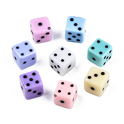 Mixed Color Opaque Acrylic Beads, Dice, Mixed Color, 10x10x10mm, Hole: 1.5mm, about 470pcs/500g