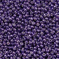 (567F) Purple Galvanized Matte Toho perles de rocaille rondes, perles de rocaille japonais, givré, (567 f) mat galvanisé violet, 8/0, 3mm, Trou: 1mm, à propos 222pcs / bouteille, 10 g / bouteille