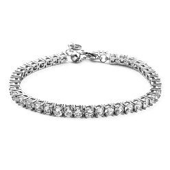 Cristal Bracelet en strass, 304 bracelet chaîne à maillons en acier inoxydable, cristal, 9-1/8 pouce (23 cm)
