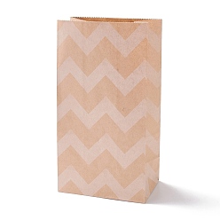 BurlyWood Rectangle Kraft Paper Bags, None Handles, Gift Bags, Wave Pattern, BurlyWood, 13x8x24cm