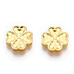 Real 18K Gold Plated 925 Sterling Silver Charms, Clover Charms, Nickel Free, Real 18K Gold Plated, 11.5x11.5x3mm, Hole: 1mm