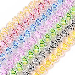 Color mezclado Hilos de abalorios de murano hechos a mano, corazón, color mezclado, 12x12x6 mm, agujero: 0.7 mm, sobre 30 unidades / cadena, 13.39'' (34 cm)