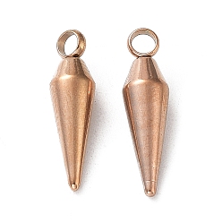 Rose Gold Ion Plating(IP) 304 Stainless Steel Pendants, Cone Charm, Rose Gold, 18x5mm, Hole: 2.2mm